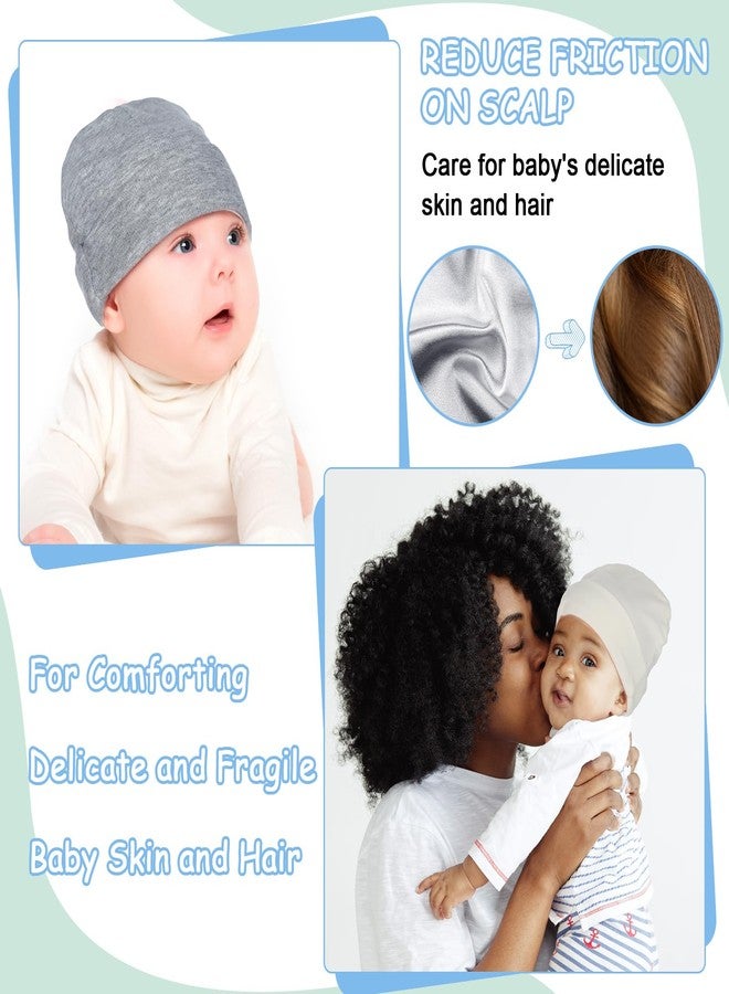 Cotwinter 6 Pcs Satin Lined Baby Newborn Hats Silk Satin Lined Beanie Toddler Hat for Hospital Infant Girls Boys 0-6 Months(Classic Color) - Image 5